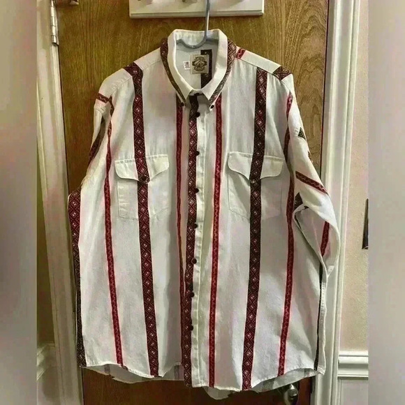 Vintage Old El Paso Tribal Aztec WESTERN Striped Shirt Long Sleeve Button Down - Picture 11 of 15